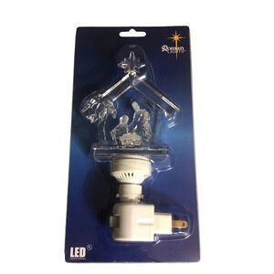 ROMAN LIGHTS Clear Plastic Nativity Scene Night Light Plug-In LED Light Holiday